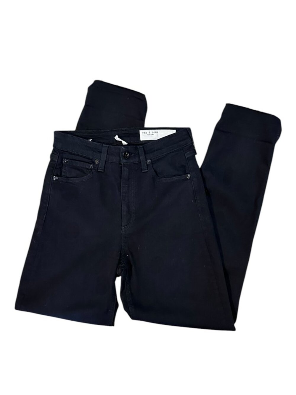 Rag & Bone Nina High Rise Ankle Cigarette Black Jeans Step Hem